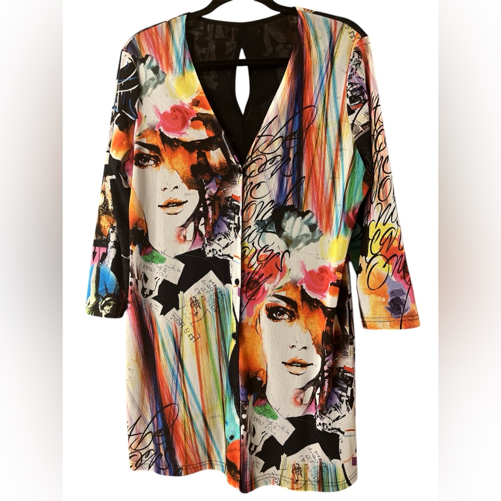 Simone Chang Vintage Graphic Print Top